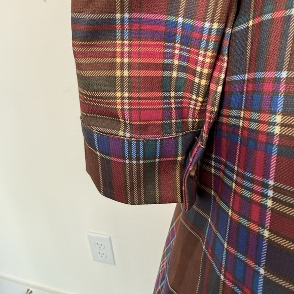 Tartan Plaid Long Sleeve Button Front maxi Dress Belt Womens S-M preppy - Picture 10 of 15